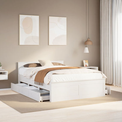 vidaXL Bed Frame without Mattress with Headboard White 150x200 cm 1