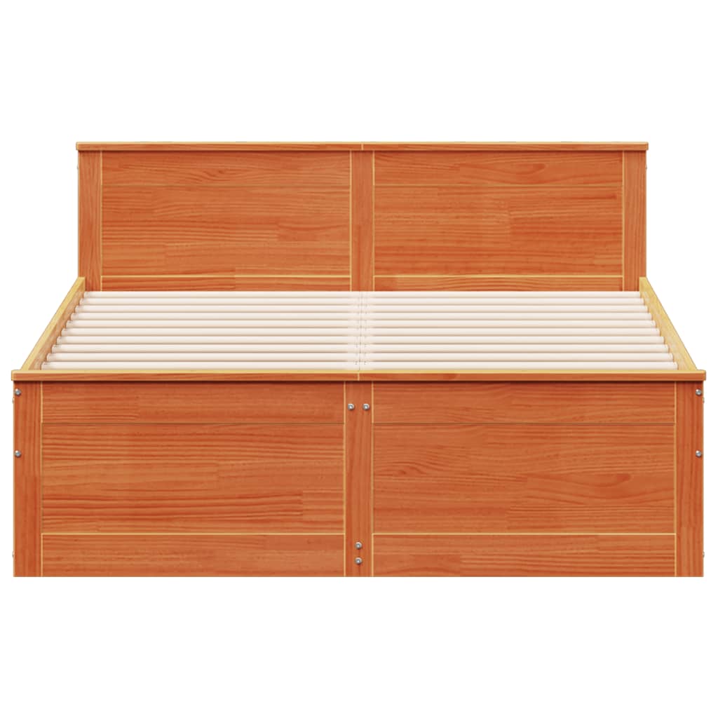 vidaXL Bed Frame without Mattress with Headboard Wax Brown 150x200 cm 4