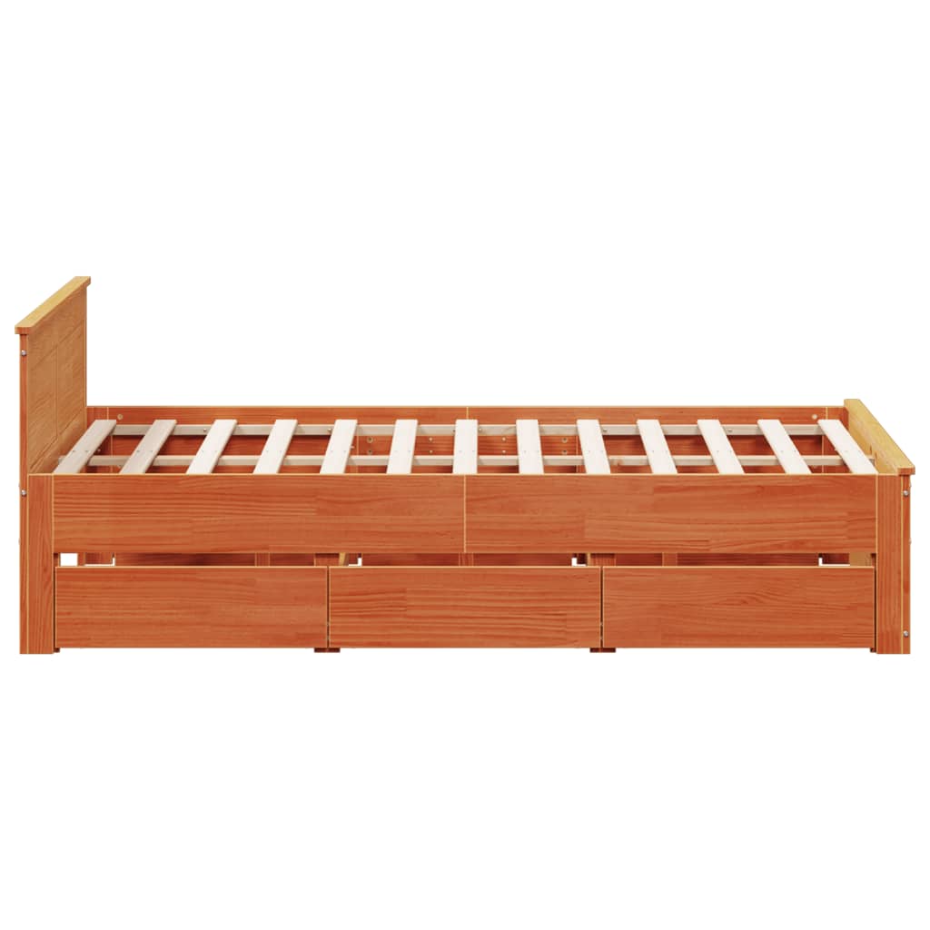 vidaXL Bed Frame without Mattress with Headboard Wax Brown 150x200 cm 5