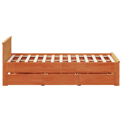 vidaXL Bed Frame without Mattress with Headboard Wax Brown 150x200 cm 5