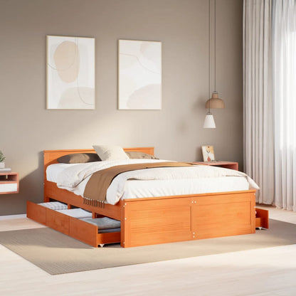 vidaXL Bed Frame without Mattress with Headboard Wax Brown 150x200 cm 1