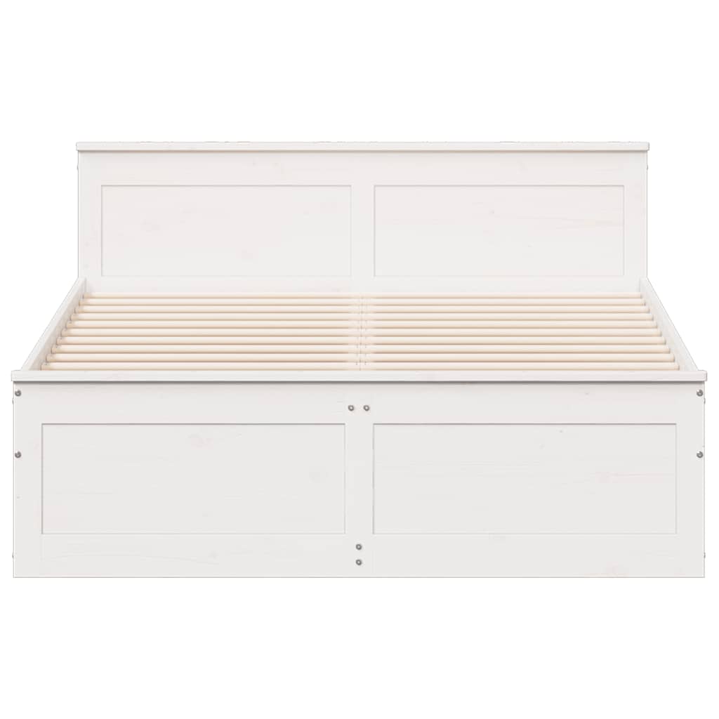vidaXL Bed Frame without Mattress with Headboard White 140x200 cm 4