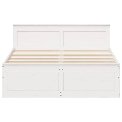 vidaXL Bed Frame without Mattress with Headboard White 140x200 cm 4