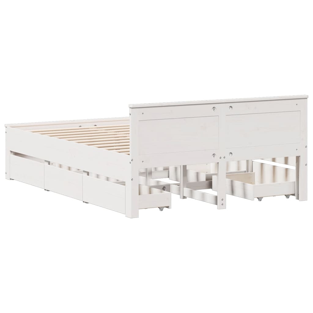 vidaXL Bed Frame without Mattress with Headboard White 140x200 cm 6