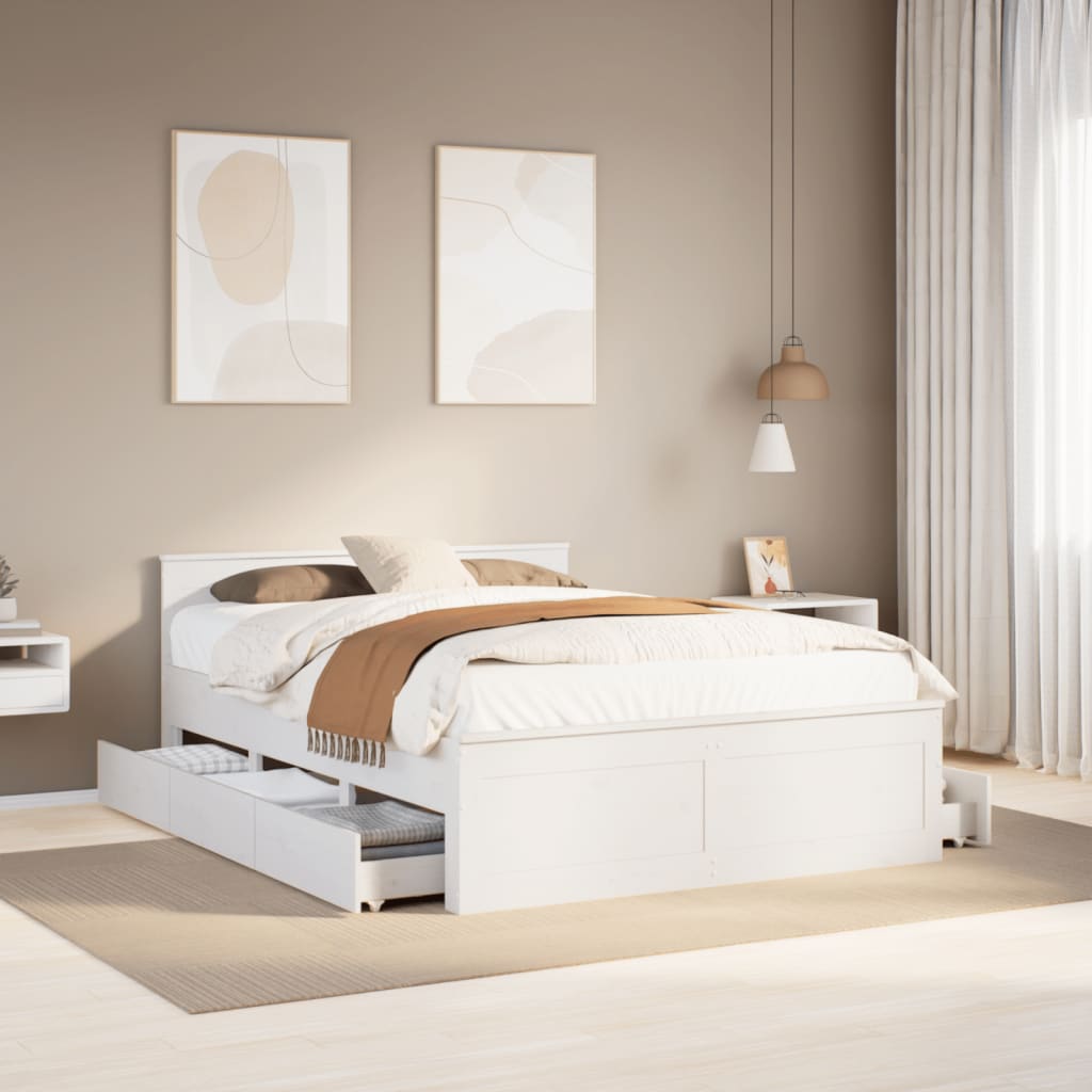vidaXL Bed Frame without Mattress with Headboard White 140x200 cm 1