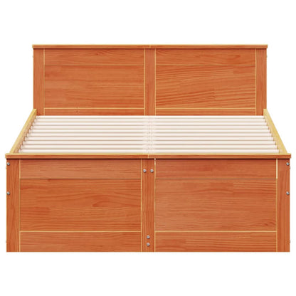 vidaXL Bed Frame without Mattress with Headboard Wax Brown 120x200 cm 4