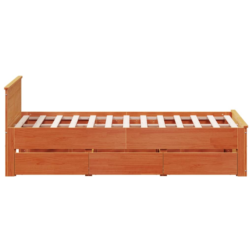 vidaXL Bed Frame without Mattress with Headboard Wax Brown 120x200 cm 5
