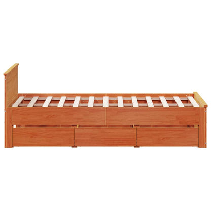 vidaXL Bed Frame without Mattress with Headboard Wax Brown 120x200 cm 5
