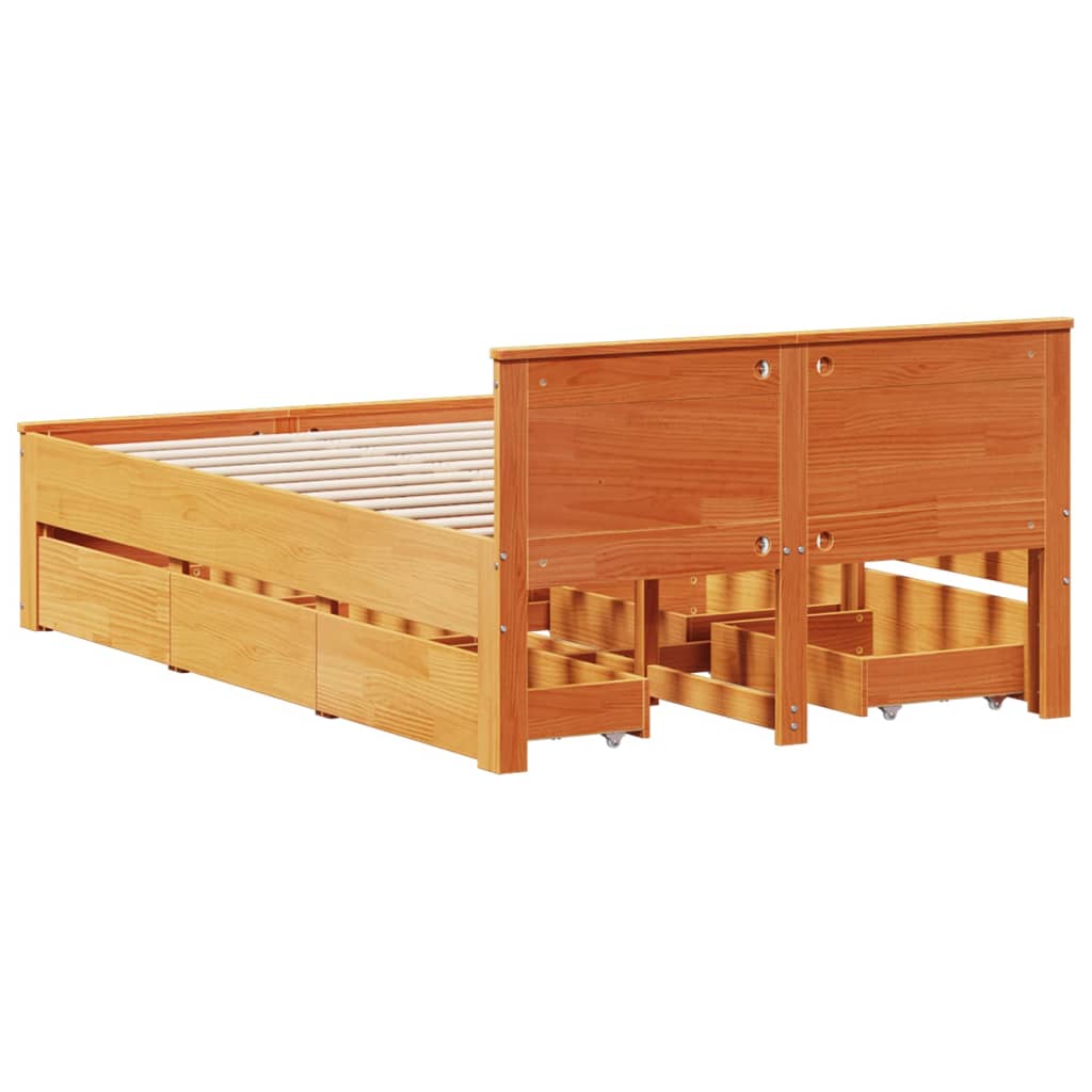 vidaXL Bed Frame without Mattress with Headboard Wax Brown 120x200 cm 6