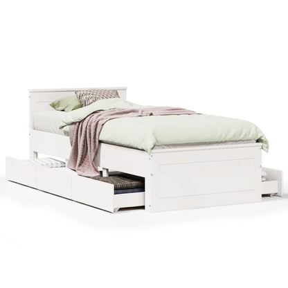 vidaXL Bed Frame without Mattress with Headboard White 90x200 cm Solid Wood Pine 2