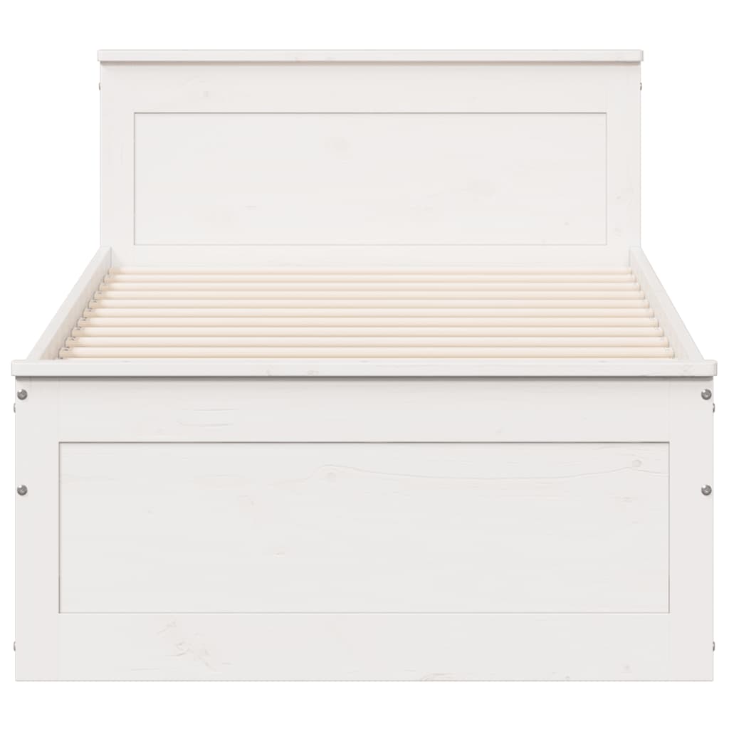 vidaXL Bed Frame without Mattress with Headboard White 90x200 cm Solid Wood Pine 4