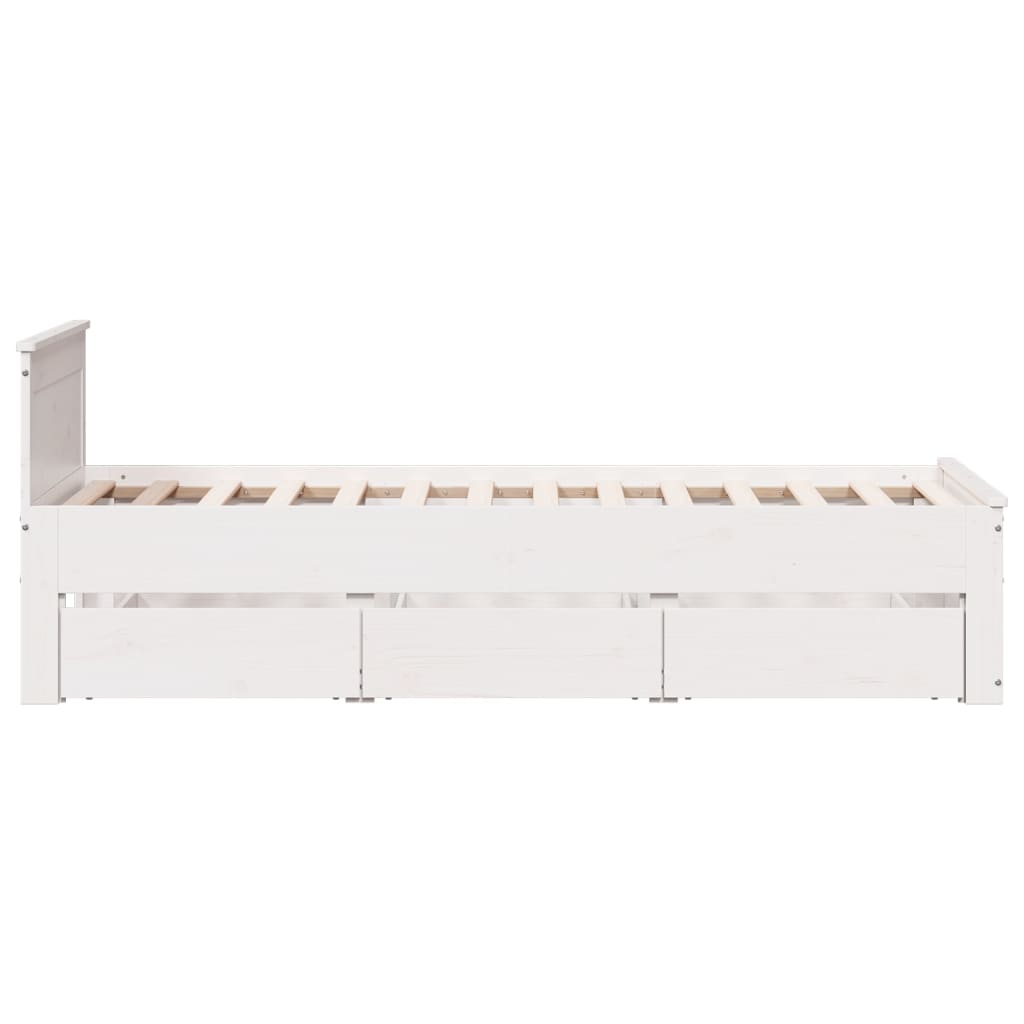 vidaXL Bed Frame without Mattress with Headboard White 90x200 cm Solid Wood Pine 5
