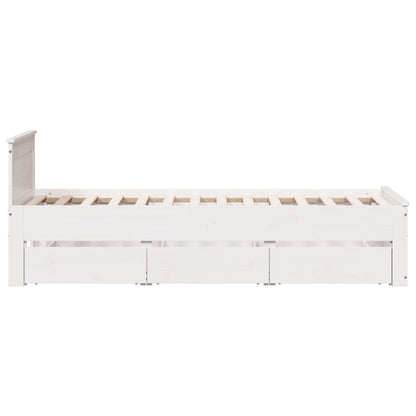vidaXL Bed Frame without Mattress with Headboard White 90x200 cm Solid Wood Pine 5