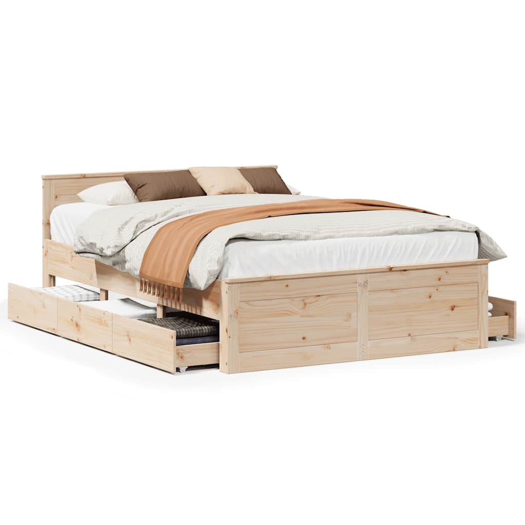 vidaXL Bed Frame without Mattress with Headboard 140x190 cm 2