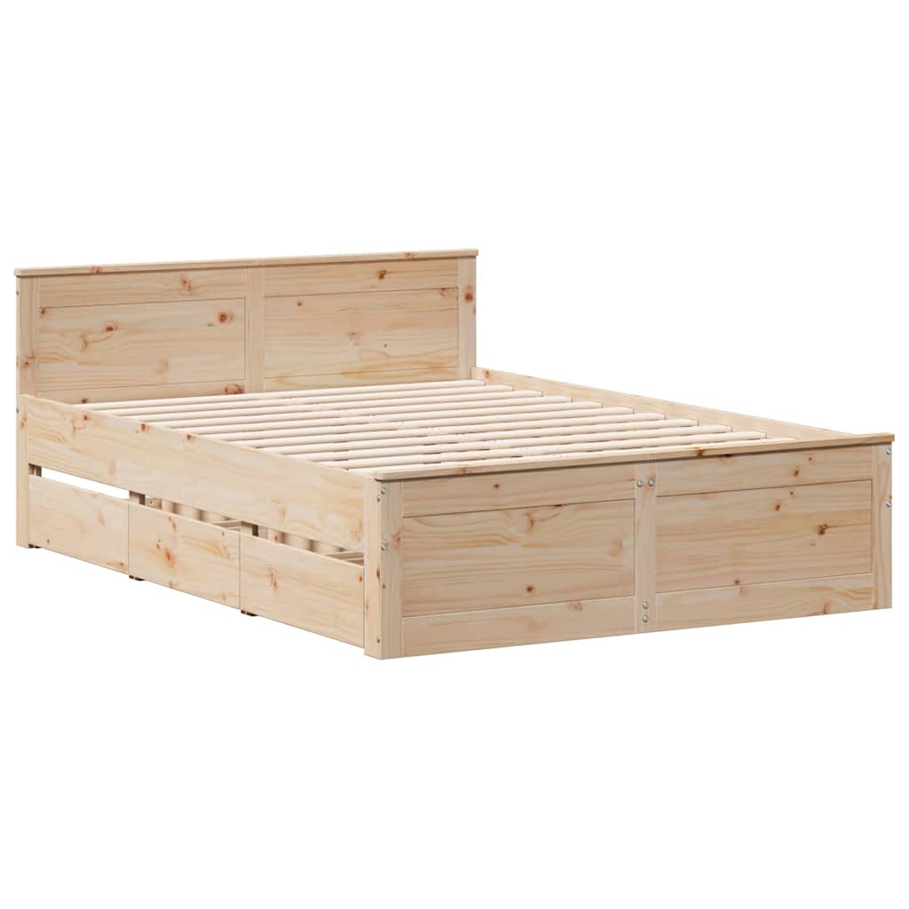 vidaXL Bed Frame without Mattress with Headboard 140x190 cm 3