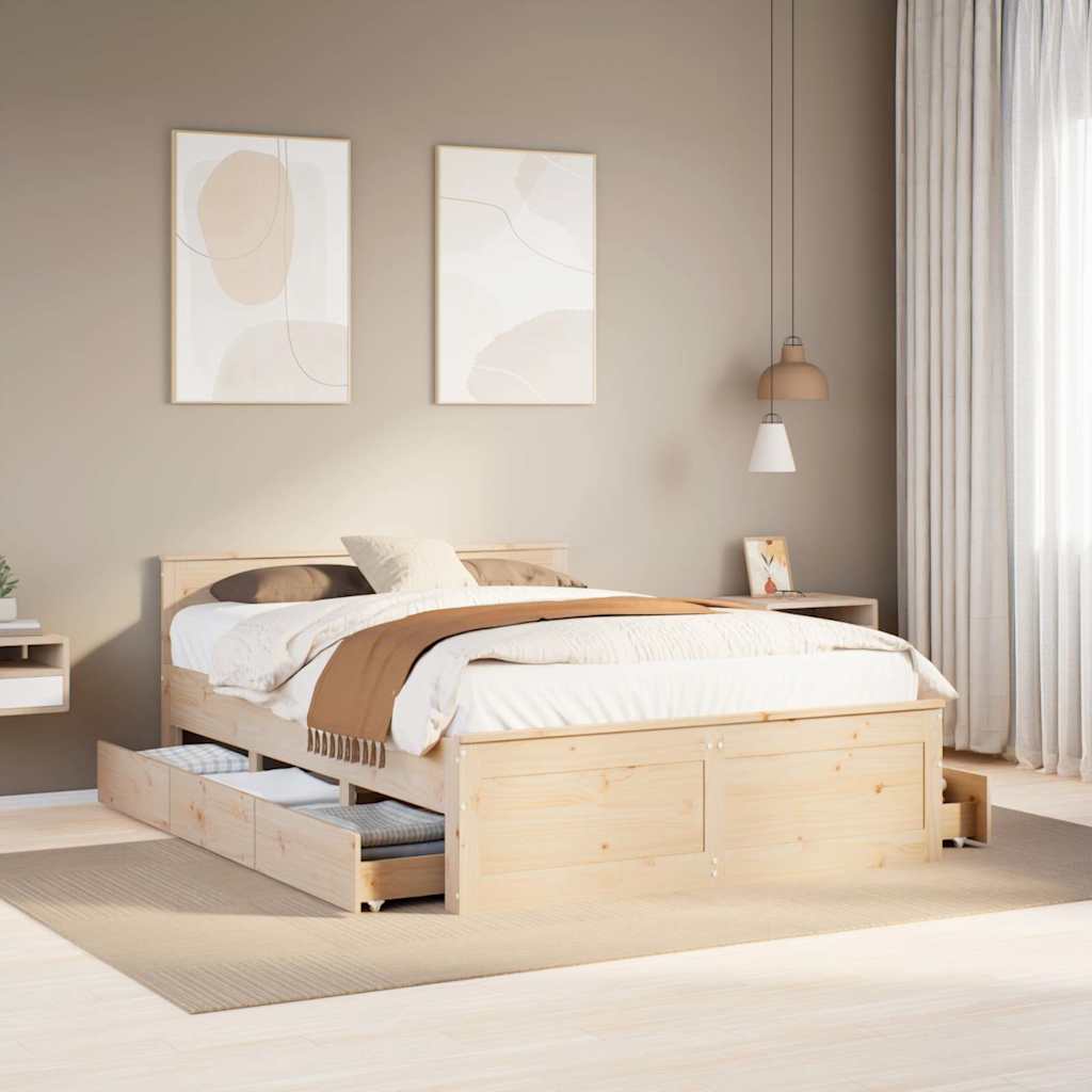 vidaXL Bed Frame without Mattress with Headboard 140x190 cm 1
