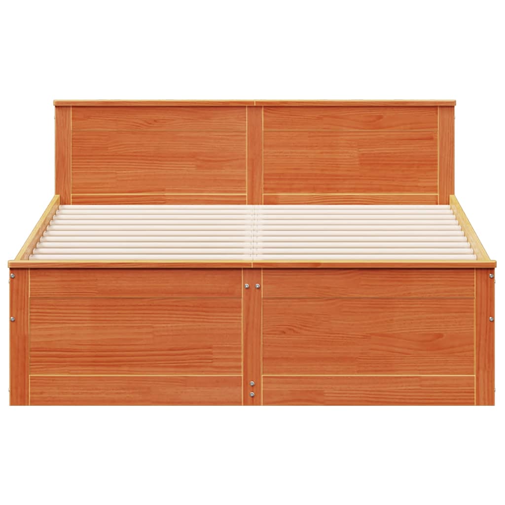 vidaXL Bed Frame without Mattress with Headboard Wax Brown 140x190 cm 4