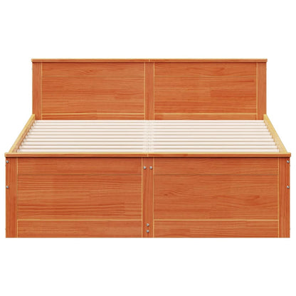 vidaXL Bed Frame without Mattress with Headboard Wax Brown 140x190 cm 4