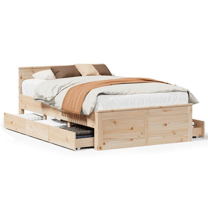 vidaXL Bed Frame without Mattress with Headboard 135x190 cm Double Solid Wood Pine 2