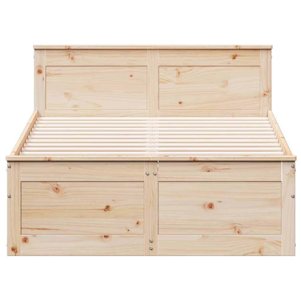 vidaXL Bed Frame without Mattress with Headboard 135x190 cm Double Solid Wood Pine 4