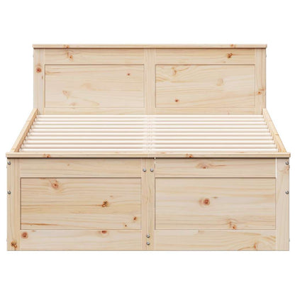 vidaXL Bed Frame without Mattress with Headboard 135x190 cm Double Solid Wood Pine 4