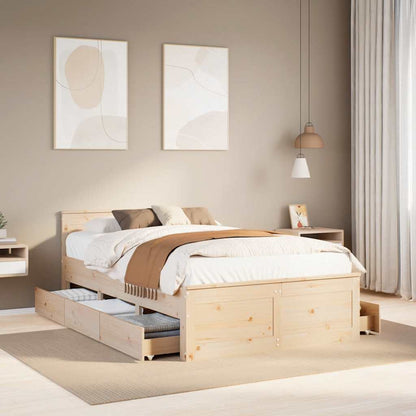 vidaXL Bed Frame without Mattress with Headboard 135x190 cm Double Solid Wood Pine 1