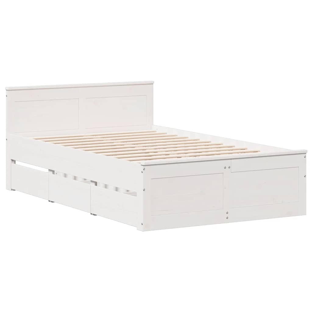 vidaXL Bed Frame without Mattress with Headboard White 135x190 cm 3
