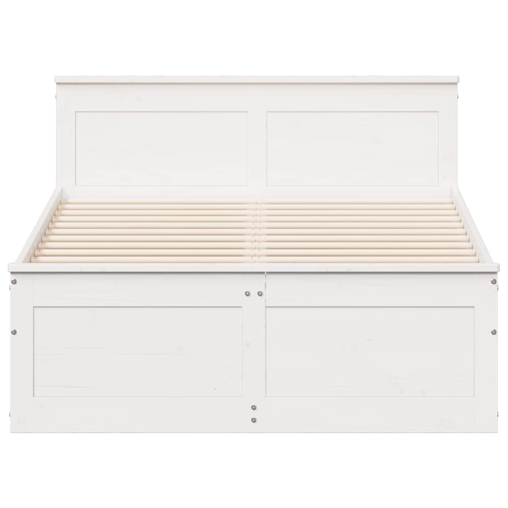 vidaXL Bed Frame without Mattress with Headboard White 135x190 cm 4