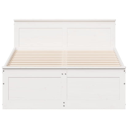 vidaXL Bed Frame without Mattress with Headboard White 135x190 cm 4