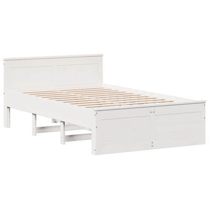 vidaXL Bed Frame without Mattress with Headboard White 135x190 cm 5