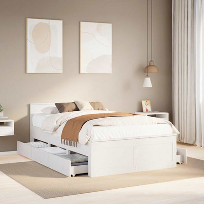 vidaXL Bed Frame without Mattress with Headboard White 135x190 cm 1