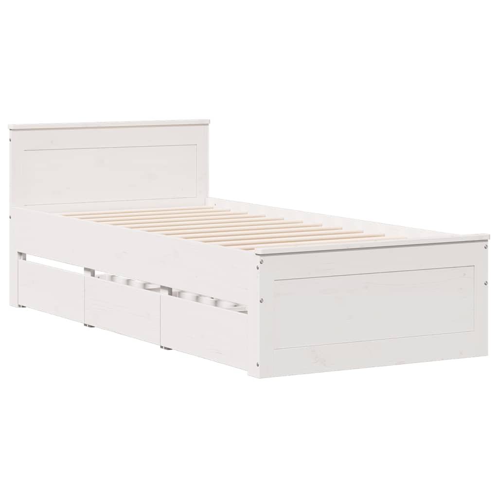 vidaXL Bed Frame without Mattress with Headboard White 90x190 cm 3