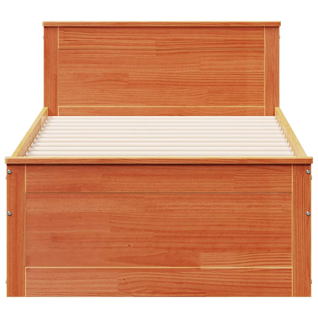 vidaXL Bed Frame without Mattress with Headboard Wax Brown 90x190 cm Single Solid Wood Pine 4