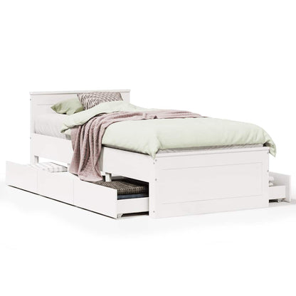 vidaXL Bed Frame without Mattress with Headboard White 75x190 cm Small Single Solid Wood Pine 2