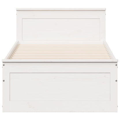 vidaXL Bed Frame without Mattress with Headboard White 75x190 cm Small Single Solid Wood Pine 4