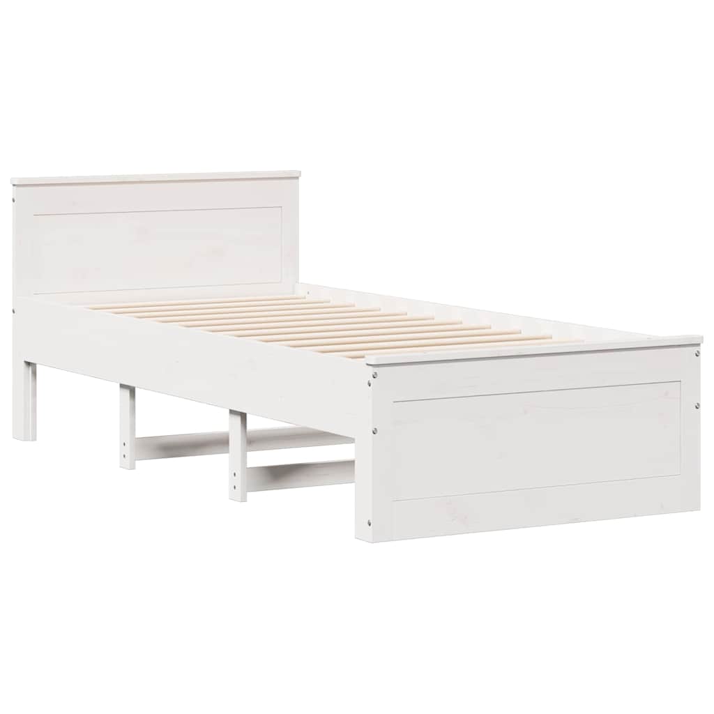 vidaXL Bed Frame without Mattress with Headboard White 75x190 cm Small Single Solid Wood Pine 5