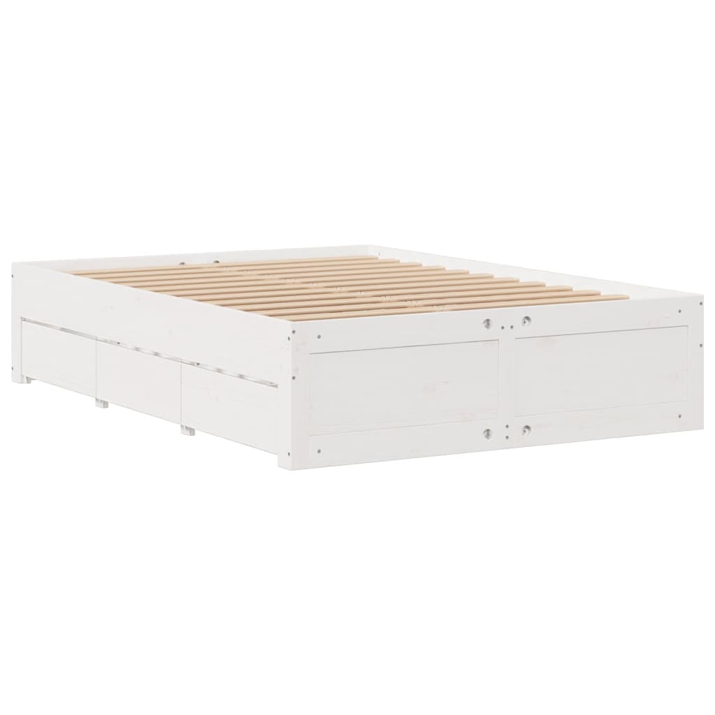 Bed Frame without Mattress with Drawers White 150 cm 200 cm