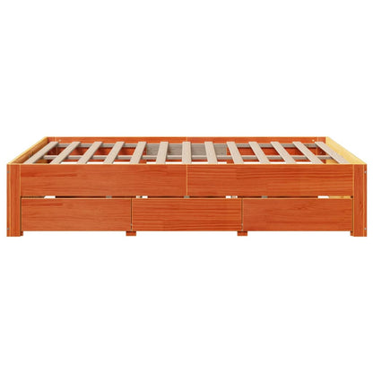 vidaXL Bed Frame without Mattress with Drawers Wax Brown 140x200 cm 5