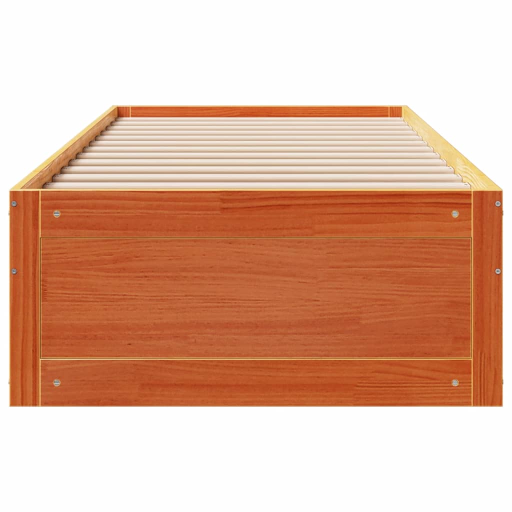 vidaXL Bed Frame without Mattress with Drawers Wax Brown 100x200 cm Solid Wood Pine 4