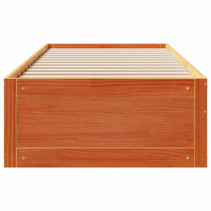 vidaXL Bed Frame without Mattress with Drawers Wax Brown 100x200 cm Solid Wood Pine 4