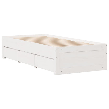 vidaXL Bed Frame without Mattress with Drawers White 90x200 cm Solid Wood Pine 3