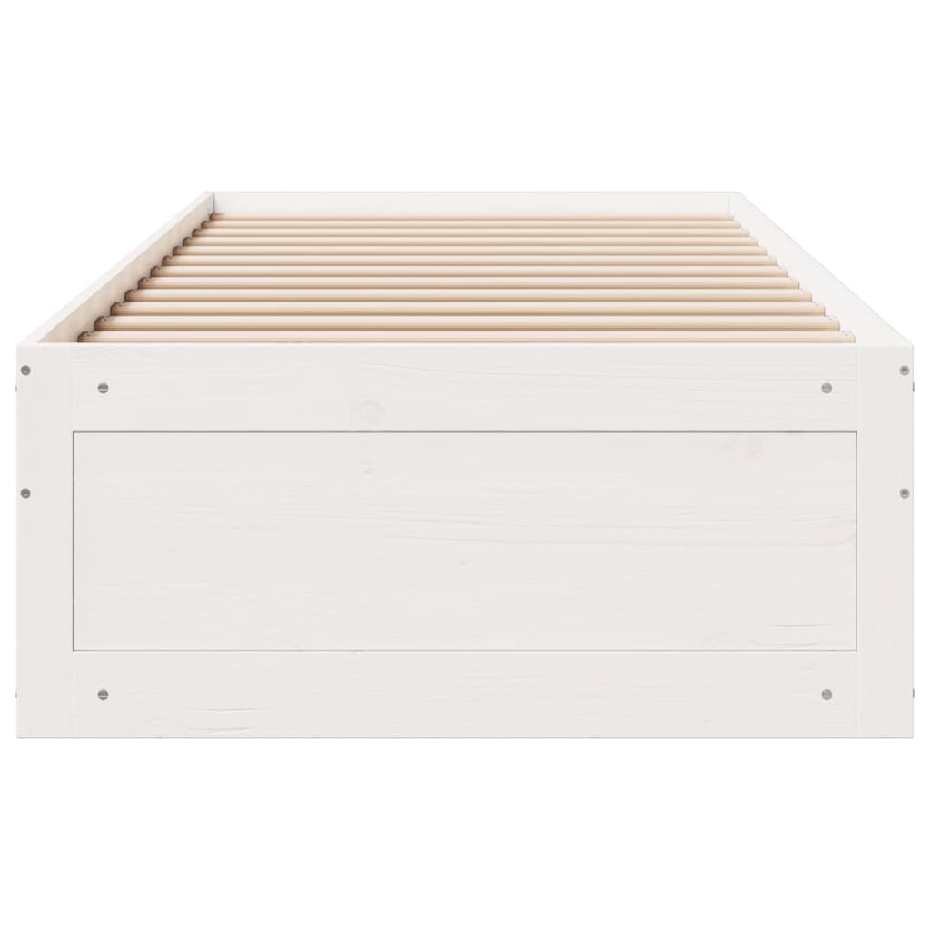 vidaXL Bed Frame without Mattress with Drawers White 90x200 cm Solid Wood Pine 4
