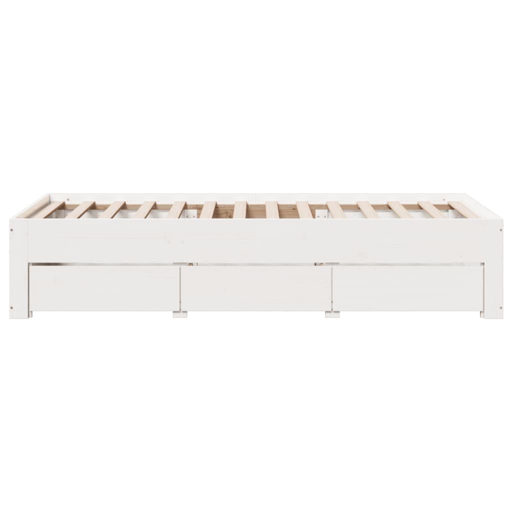 vidaXL Bed Frame without Mattress with Drawers White 90x200 cm Solid Wood Pine 5
