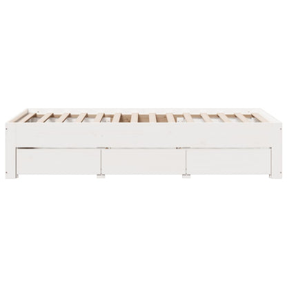 vidaXL Bed Frame without Mattress with Drawers White 90x200 cm Solid Wood Pine 5