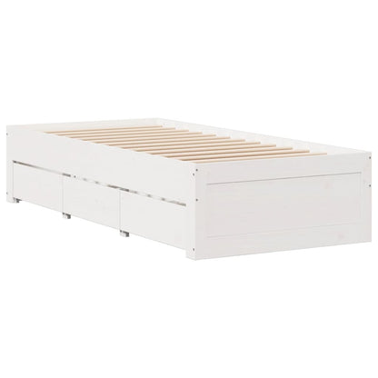 vidaXL Bed Frame without Mattress with Drawers White 90x200 cm Solid Wood Pine 6