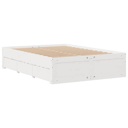 vidaXL Bed Frame without Mattress with Drawers White 140x190 cm Solid Wood Pine 3