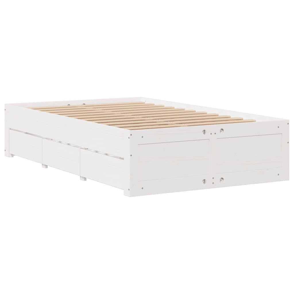 vidaXL Bed Frame without Mattress with Drawers White 135x190 cm 3