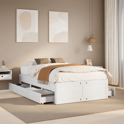 vidaXL Bed Frame without Mattress with Drawers White 135x190 cm 1