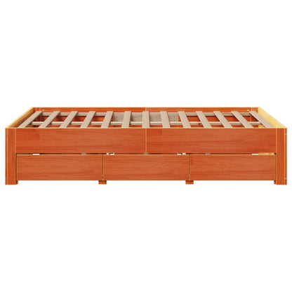 vidaXL Bed Frame without Mattress with Drawers Wax Brown 120x190 cm Small Double Solid Wood Pine 5