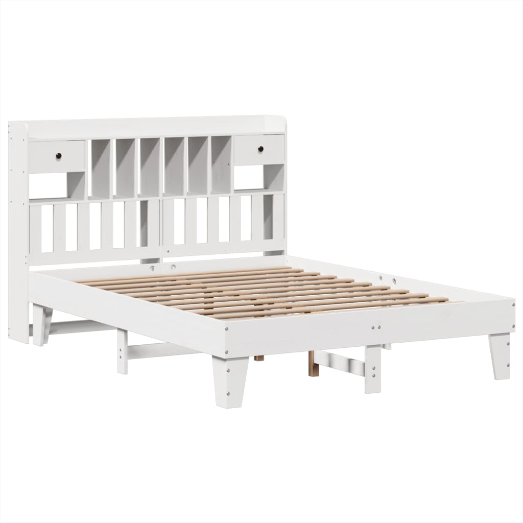 vidaXL Bed Frame without Mattress White 160x200 cm Solid Wood Pine 3